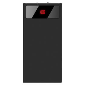 1Pc 20000mAh Power Bank Ultra-thin Phone Charger Dual USB Port Flashlight Battery Remain Display (Color: Black)