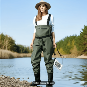 Fishing Waders For Men & Women, Waterproof 2-Ply Nylon PVC Chest Wader With Boots For Outdoor (Option: M10W12)
