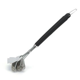 BBQ Grill Cleaning Brush Stainless Steel Barbecue Cleaner Scraper 16.5in Handle Stiff Wire Bristles For Grill Cooking Grates (Color: Black)
