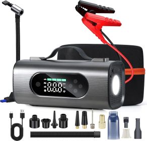 Newest 8 In 1 Portable Car Battery Starter With Air Compressor, Car  Wireless Vacuum Cleaner 150PSI Car Battery Starter 12V With Large LCD Displa (Option: S8)