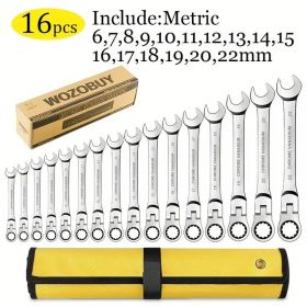 Flex head ratchet set combination end wrench set chrome vanadium steel hand tool socket key ratchet set (Quantity: 16Pcs)